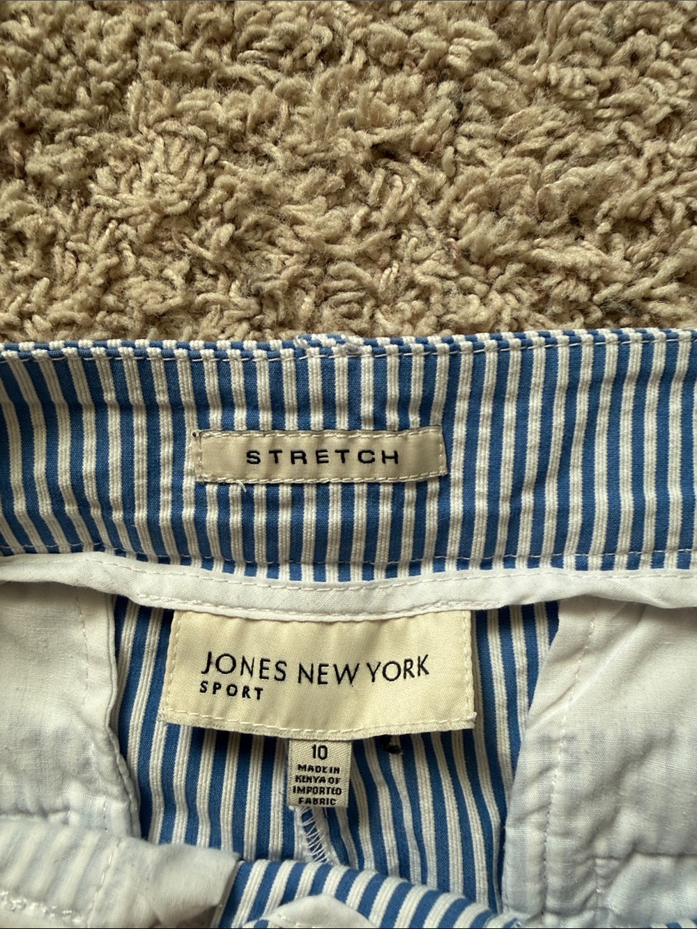Jones New York  sport white with blue stripe shorts
